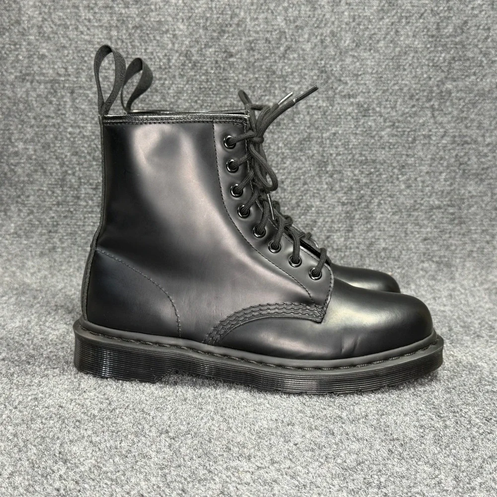 Dr. Martens 1460 Mono Boots Men 8 Black Smooth Leather Lace Up Combat Retro Moto